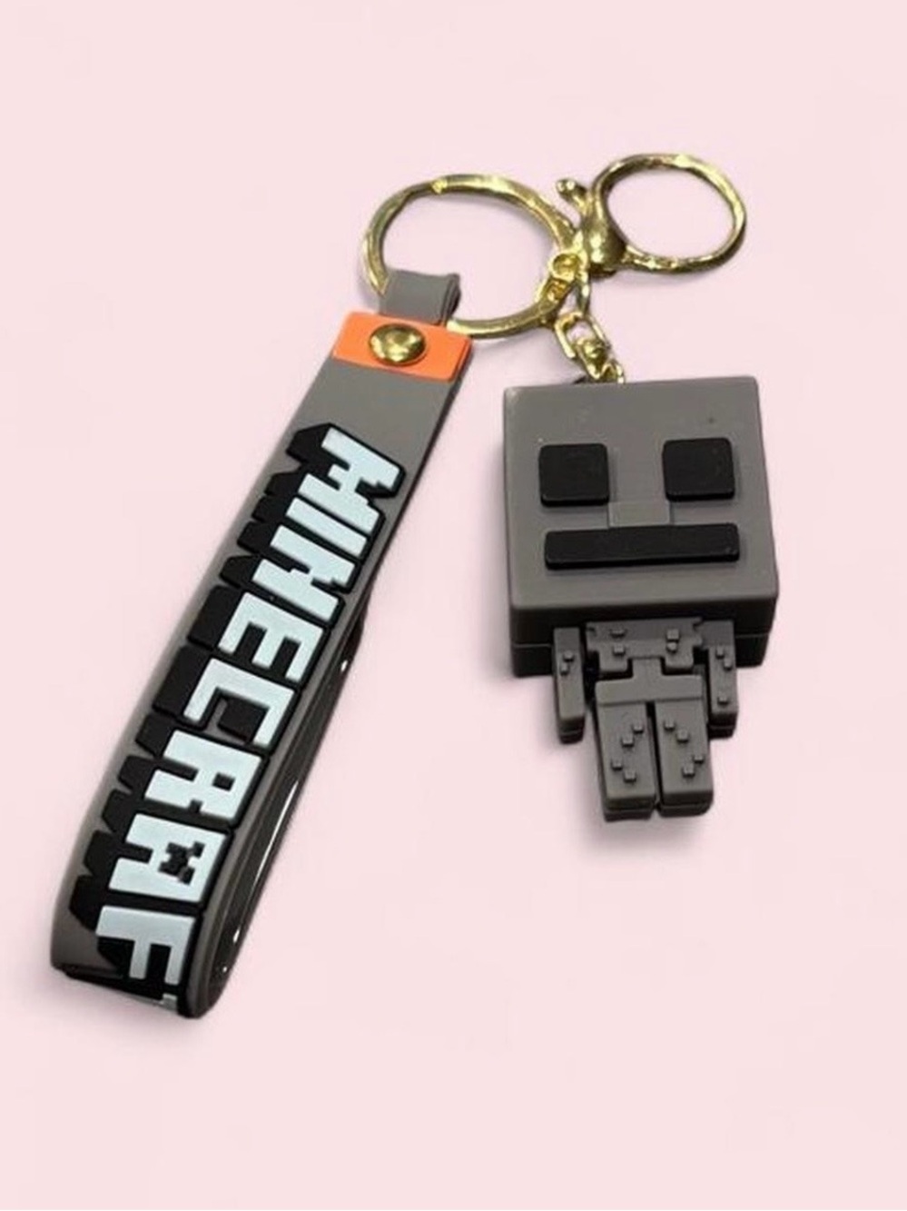 Minecraft Gray Creeper Keychain Wrist Strap